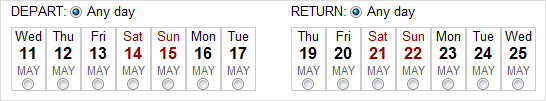 date selection