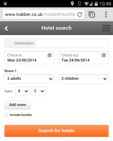 Trabber mobile hotel search